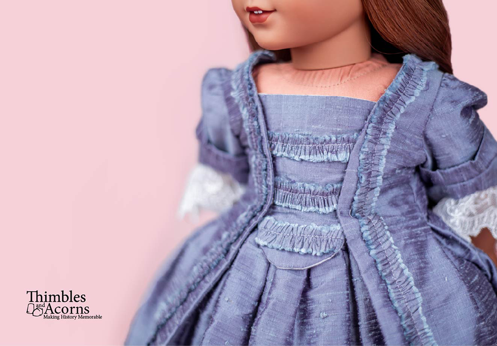 Thimbles and Acorns 1770 Sacque Back Gown 18 Inch Doll Clothes Thimbles and Acorns 1770 Sacque Back Gown 18 Inch Doll Clothes