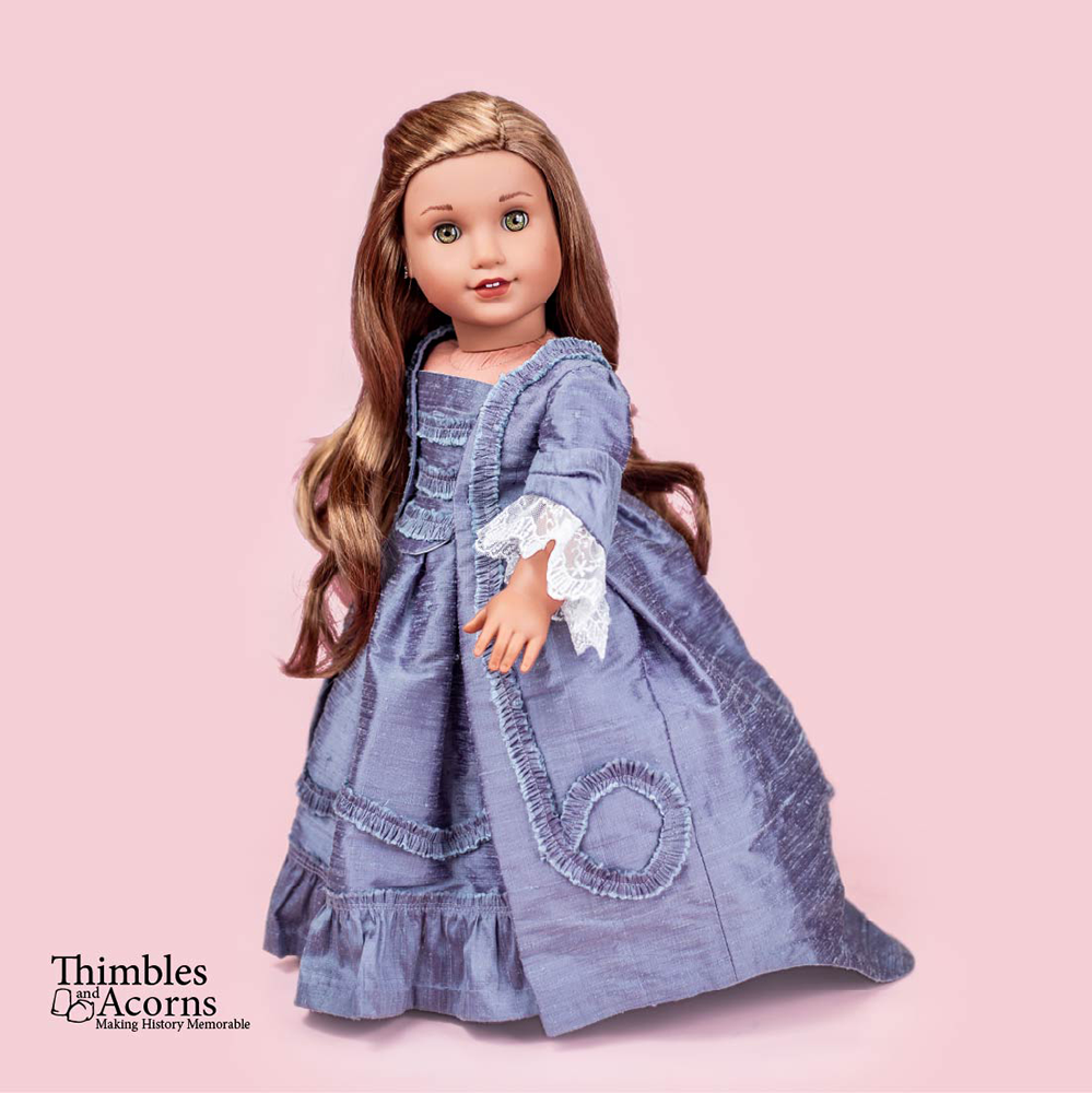 Thimbles and Acorns 1770 Sacque Back Gown 18 Inch Doll Clothes Thimbles and Acorns 1770 Sacque Back Gown 18 Inch Doll Clothes