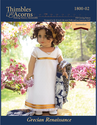 Thimbles and Acorns 18 Inch Historical Grecian Renaissance 18" Doll Clothes Pattern Pixie Faire