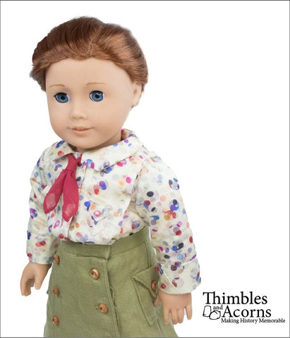 Thimbles and Acorns 18 Inch Historical Sporty Shirtwaist 18" Doll Clothes Pattern Pixie Faire