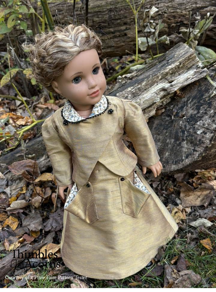 Thimbles and Acorns 18 Inch Historical Edwardian Bicycle Jacket 18" Doll Clothes Pattern Pixie Faire
