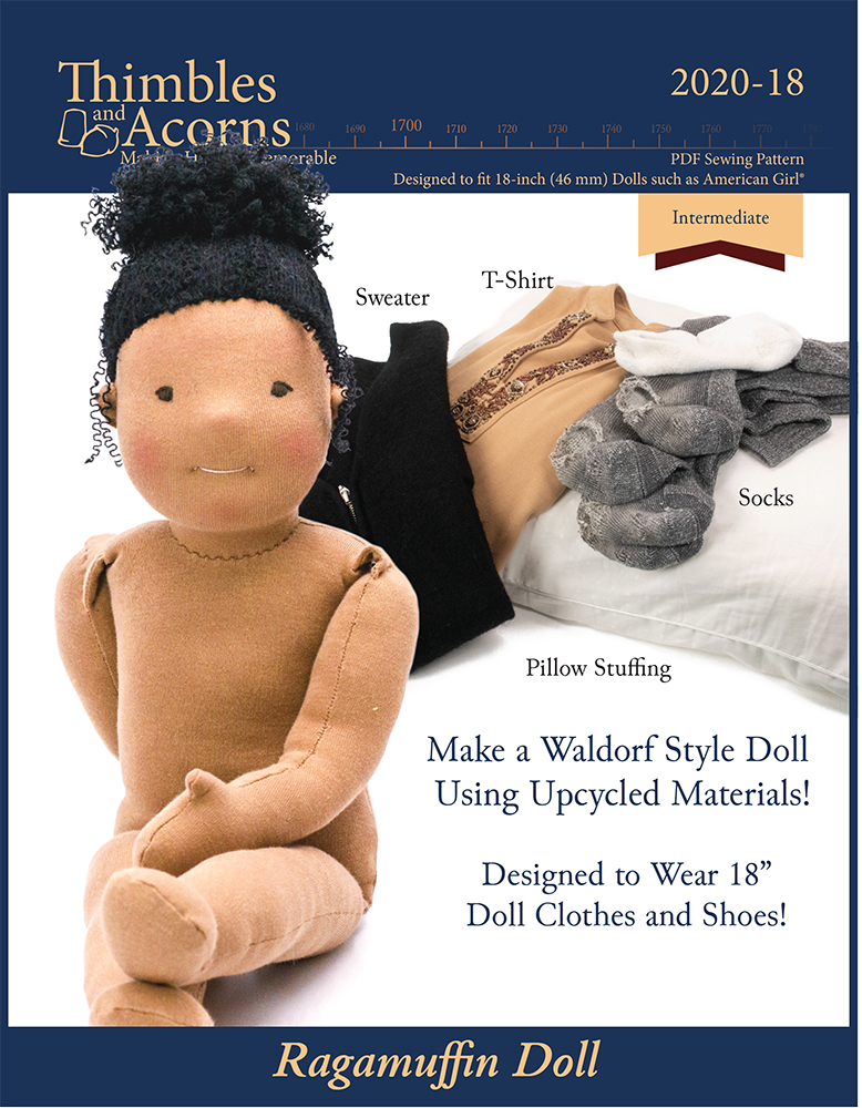 Thimbles and Acorns Cloth doll Ragamuffin Doll 18" Waldorf Style Cloth Doll Pattern Pixie Faire