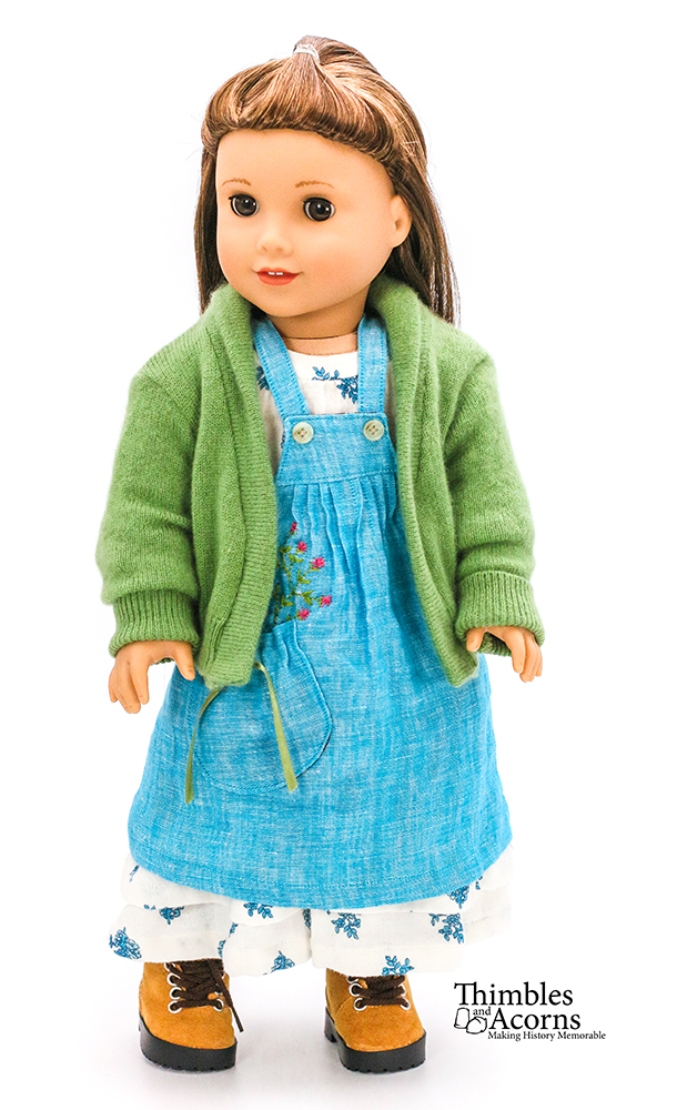 Thimbles and Acorns 18 Inch Modern Open-Front Cardigan Upcycle 18" Doll Clothes Pattern Pixie Faire