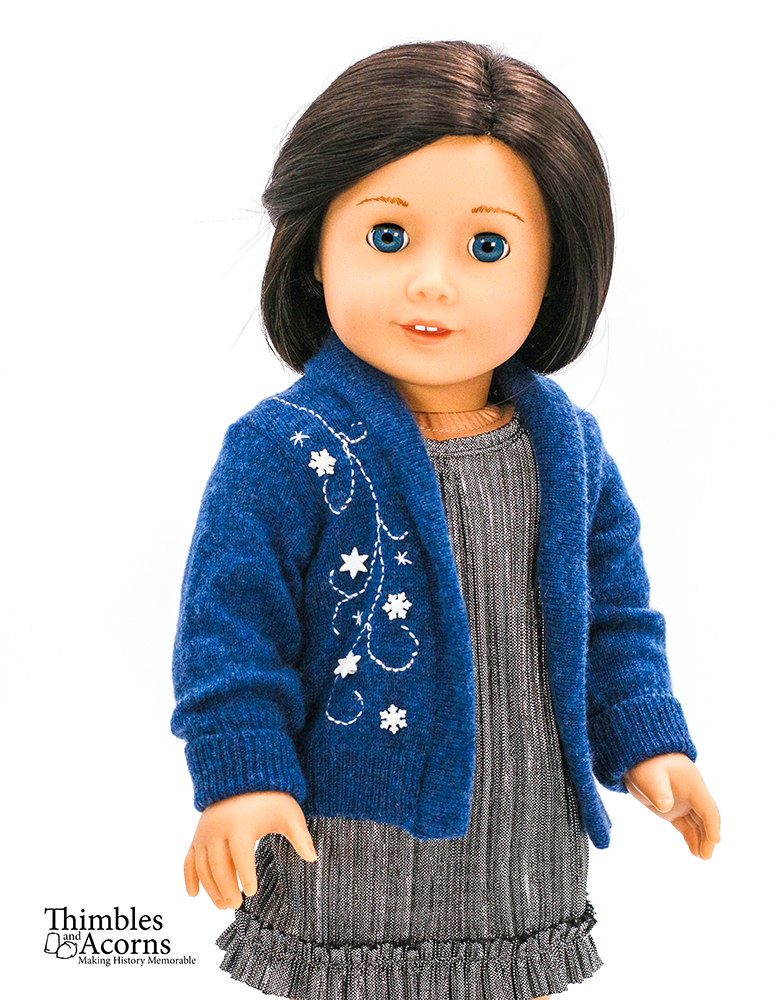 Thimbles and Acorns 18 Inch Modern Open-Front Cardigan Upcycle 18" Doll Clothes Pattern Pixie Faire