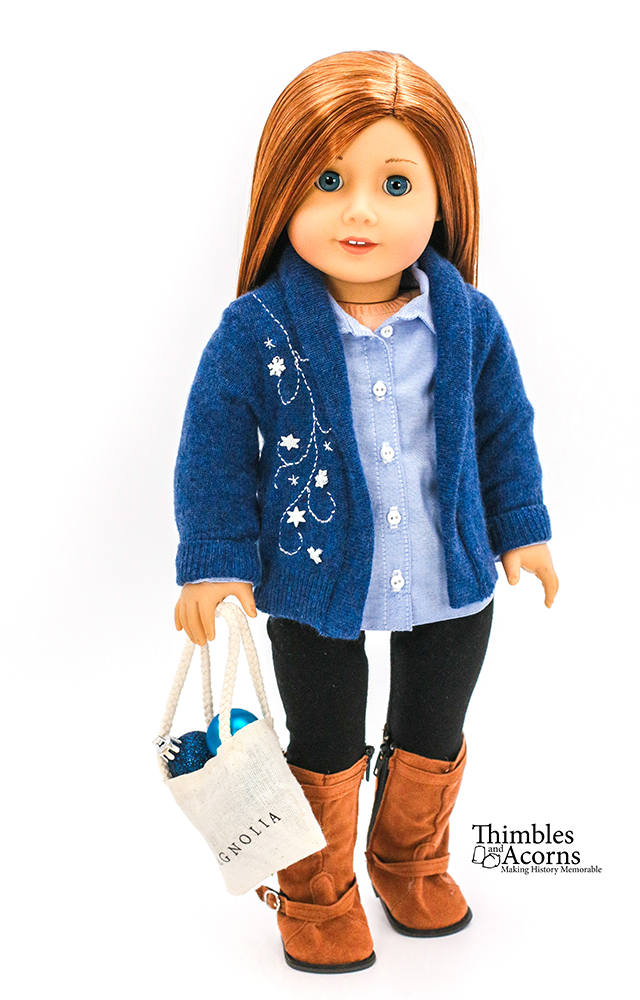 Thimbles and Acorns 18 Inch Modern Open-Front Cardigan Upcycle 18" Doll Clothes Pattern Pixie Faire