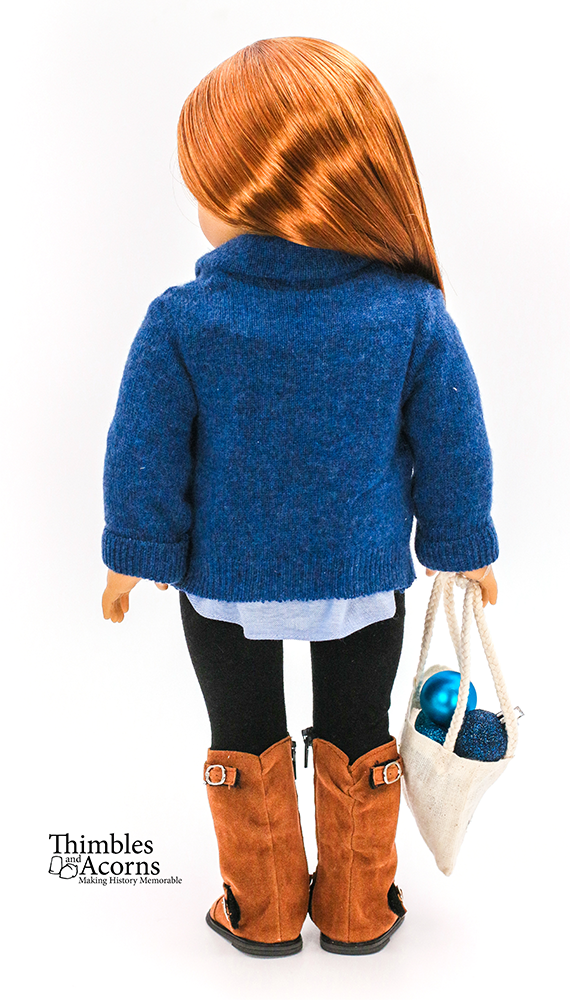 Thimbles and Acorns 18 Inch Modern Open-Front Cardigan Upcycle 18" Doll Clothes Pattern Pixie Faire