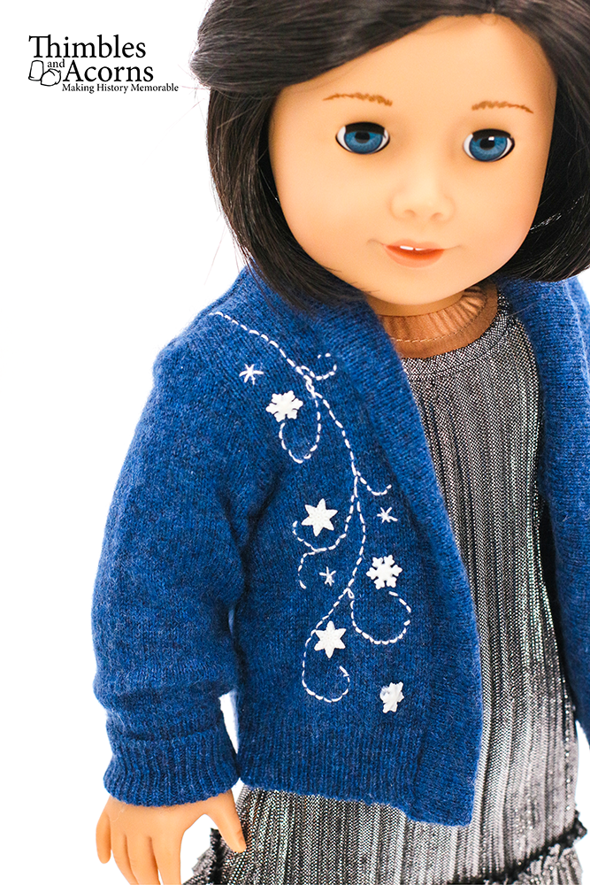 Thimbles and Acorns 18 Inch Modern Open-Front Cardigan Upcycle 18" Doll Clothes Pattern Pixie Faire