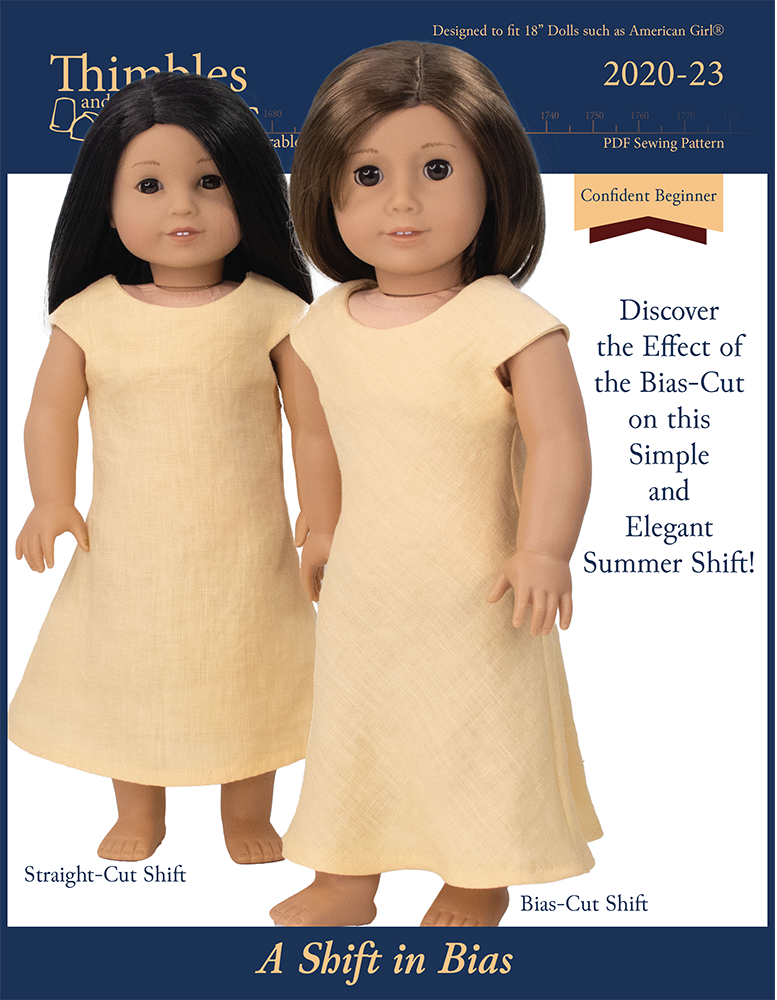 Thimbles and Acorns 18 Inch Modern A Shift in Bias 18" Doll Clothes Pattern Pixie Faire