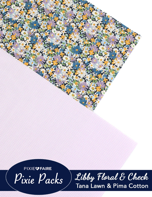 Pixie Faire Pixie Packs Pixie Packs Libby Liberty Tana Lawn and Pima Cotton Lavender Windowpane Check Pixie Faire