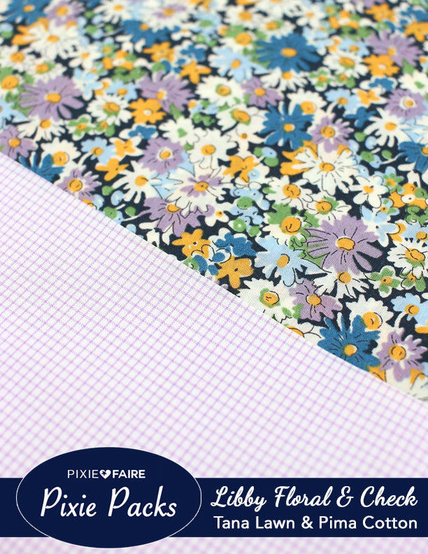 Pixie Faire Pixie Packs Pixie Packs Libby Liberty Tana Lawn and Pima Cotton Lavender Windowpane Check Pixie Faire