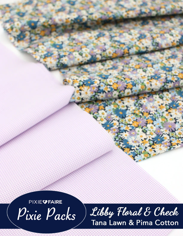 Pixie Faire Pixie Packs Pixie Packs Libby Liberty Tana Lawn and Pima Cotton Lavender Windowpane Check Pixie Faire