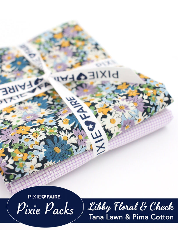 Pixie Faire Pixie Packs Pixie Packs Libby Liberty Tana Lawn and Pima Cotton Lavender Windowpane Check Pixie Faire