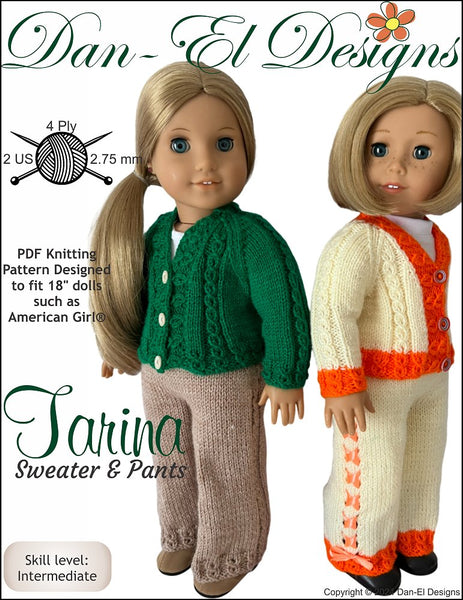 Dan-El Designs Tarina Doll Clothes Knitting Pattern 18 inch American ...