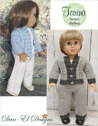 Dan-El Designs Knitting Tarina Sweater and Pants 18 inch Doll Clothes Knitting Pattern Pixie Faire