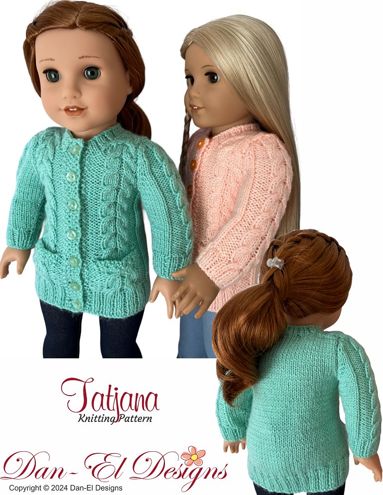 Dan-El Designs Knitting Tatjana 18" Doll Clothes Knitting Pattern Pixie Faire