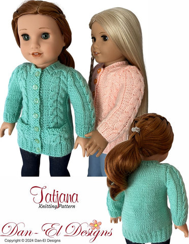 Dan-El Designs Knitting Tatjana 18" Doll Clothes Knitting Pattern Pixie Faire