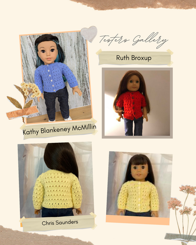My Doll's Wardrobe Knitting Summer Day Cardigan 18" Doll Clothes Knitting Pattern Pixie Faire