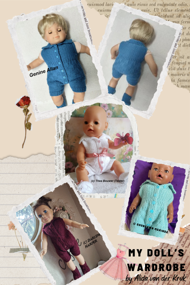 My Doll's Wardrobe Knitting Summer Romper 15-16" Baby Doll Clothes Knitting Pattern Pixie Faire