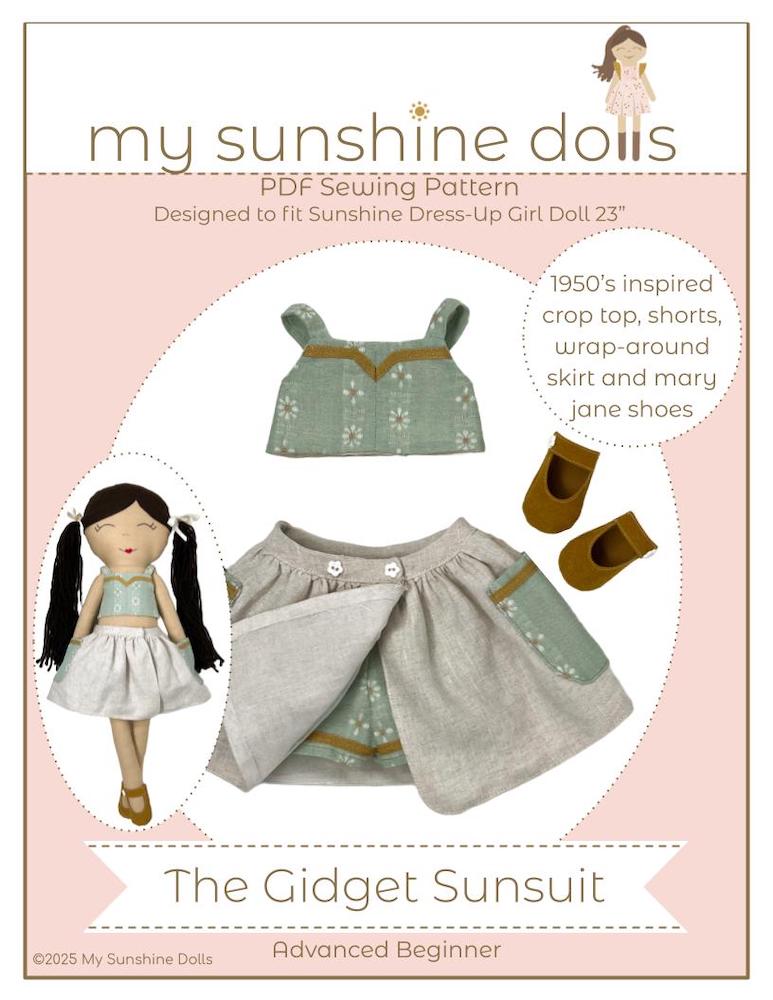 My Sunshine Dolls Cloth doll The Gidget Sunsuit for 23" Sunshine Dress-Up Girl Dolls Pixie Faire