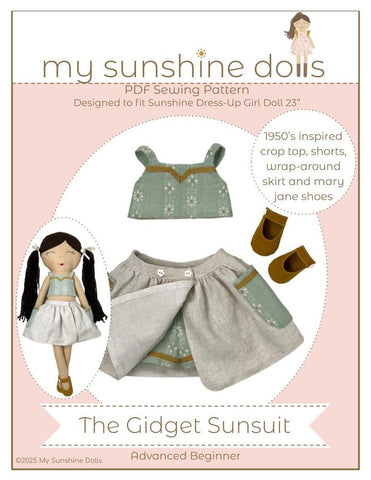 My Sunshine Dolls Cloth doll The Gidget Sunsuit for 23" Sunshine Dress-Up Girl Dolls Pixie Faire