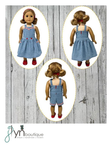 J Lyn Boutique 18 Inch Historical The Gidget Sunsuit 18" Doll Clothes Pattern Pixie Faire