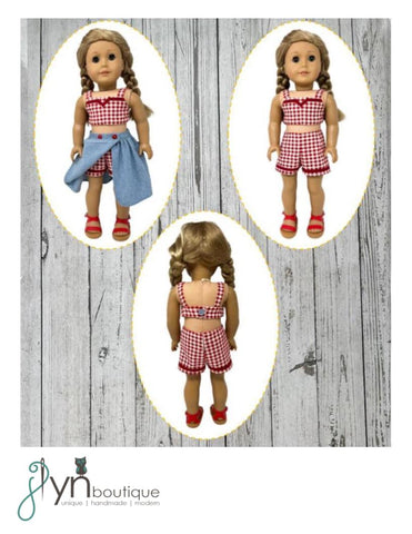 J Lyn Boutique 18 Inch Historical The Gidget Sunsuit 18" Doll Clothes Pattern Pixie Faire