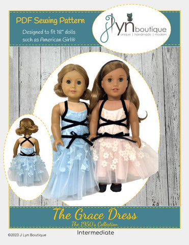 My Sunshine Dolls 18 Inch Historical The Grace Dress 18" Doll Clothes Pattern Pixie Faire