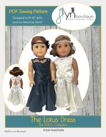 My Sunshine Dolls 18 Inch Historical The Lotus Dress for 18" Doll Clothes Pattern Pixie Faire