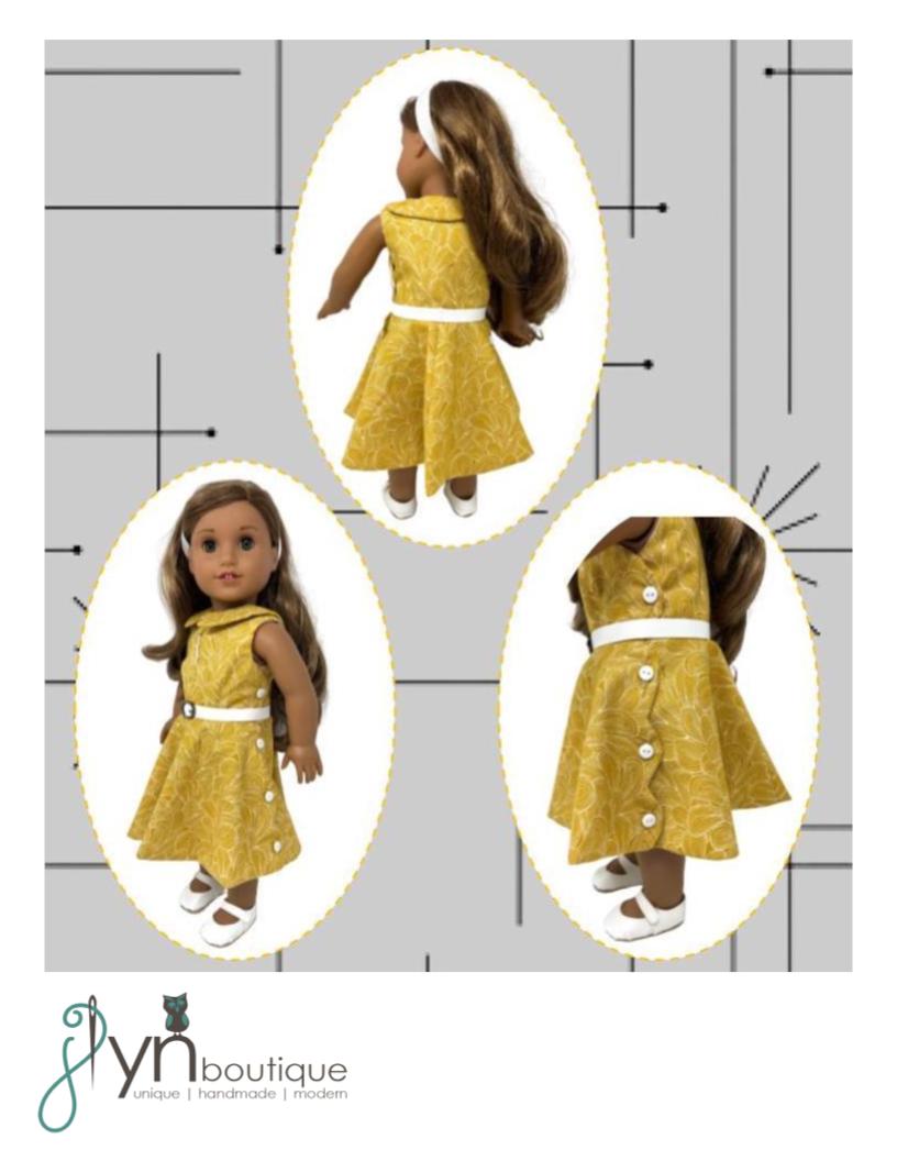 My Sunshine Dolls 18 Inch Historical The Lucille Dress 18" Doll Clothes Pattern Pixie Faire