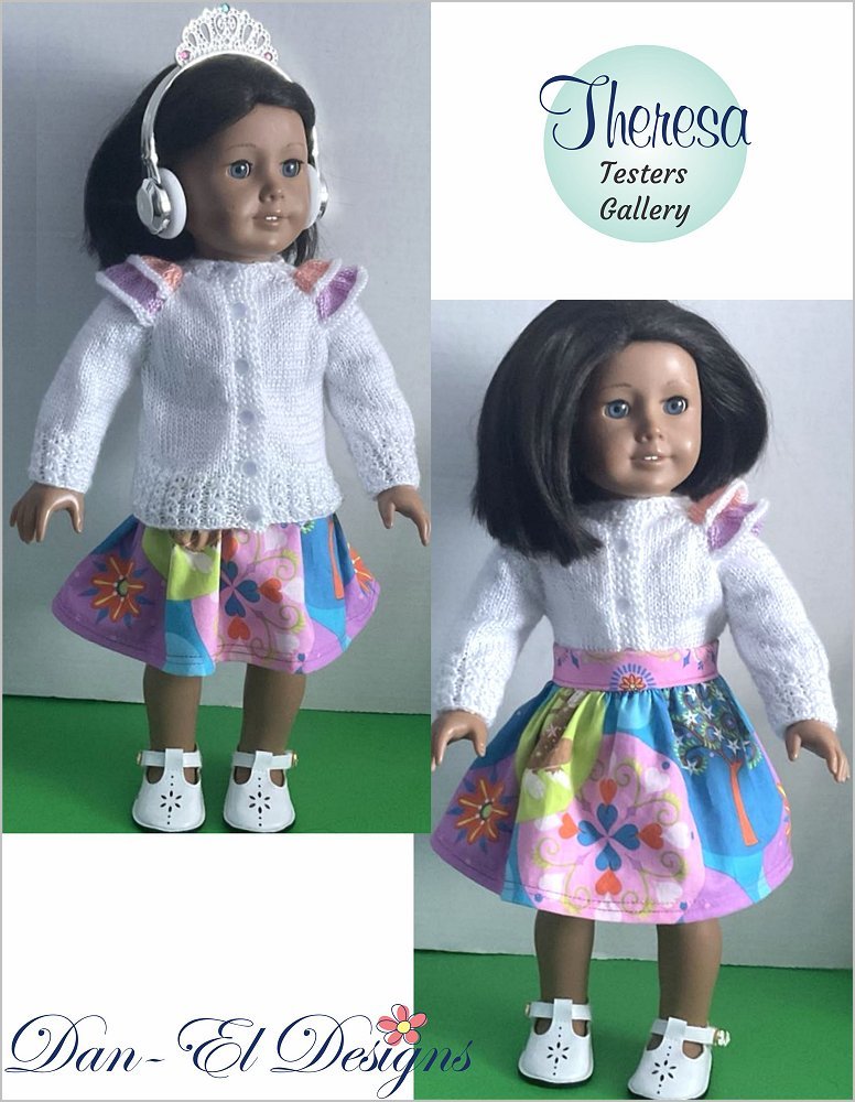 Dan-El Designs Knitting Theresa 18" Doll Clothes Knitting Pattern Pixie Faire