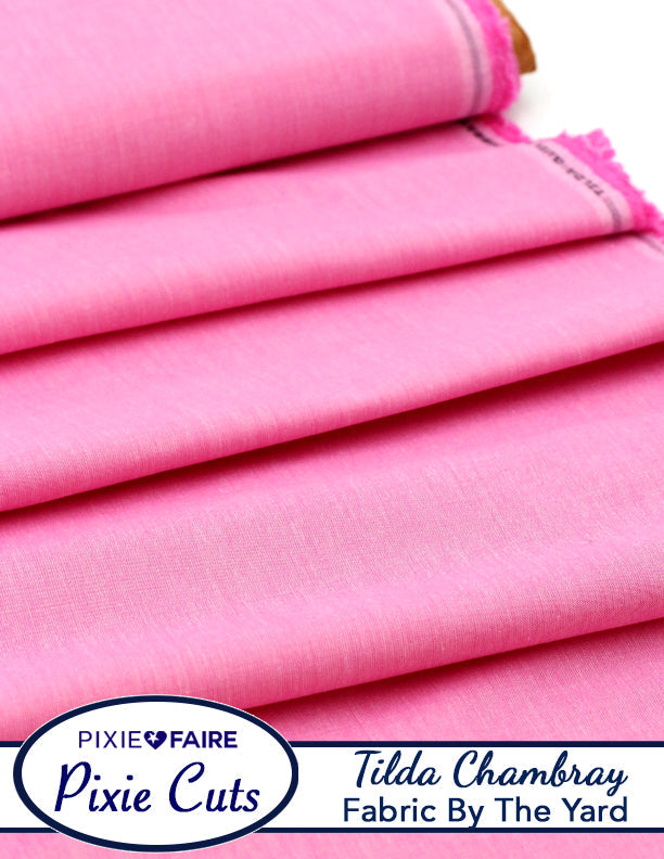 Pixie Faire Pixie Cuts Pixie Cuts Fabric By The Yard - Tilda Chambray Cerise 1/2 Yard Pixie Faire