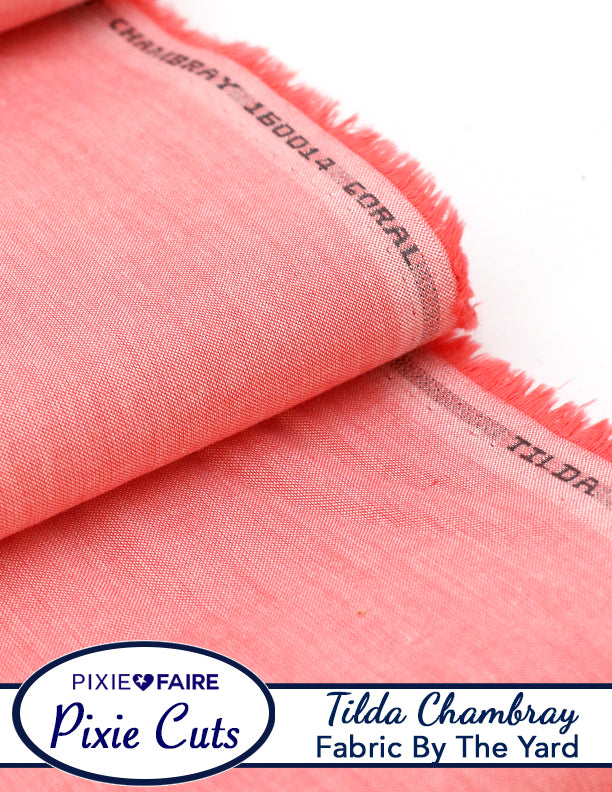 Pixie Faire Pixie Cuts Pixie Cuts Fabric By The Yard - Tilda Chambray Coral 1/2 Yard Pixie Faire