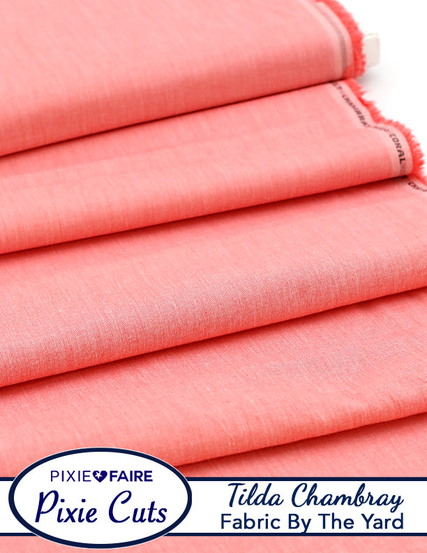 Pixie Faire Pixie Cuts Pixie Cuts Fabric By The Yard - Tilda Chambray Coral 1/2 Yard Pixie Faire