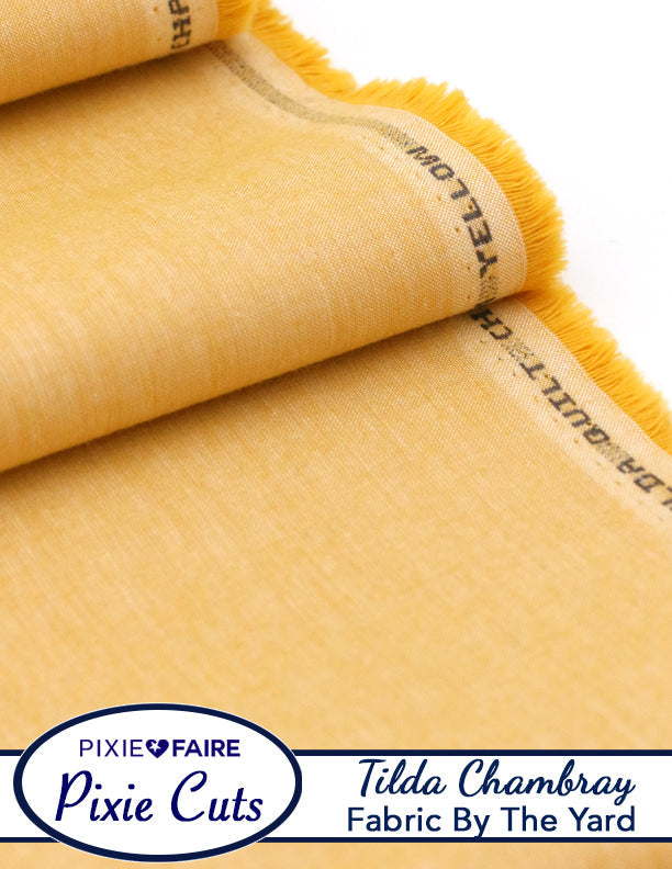Pixie Faire Pixie Cuts Pixie Cuts Fabric By The Yard - Tilda Chambray Yellow 1/2 Yard Pixie Faire