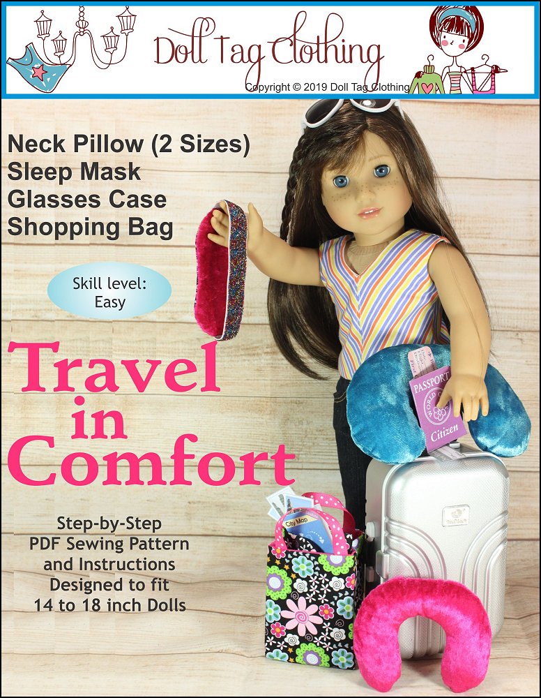 18 inch doll travel backpack Doll Tag Clothing Travel in Comfort Doll Accessory Pattern 18 inch American Girl Dolls