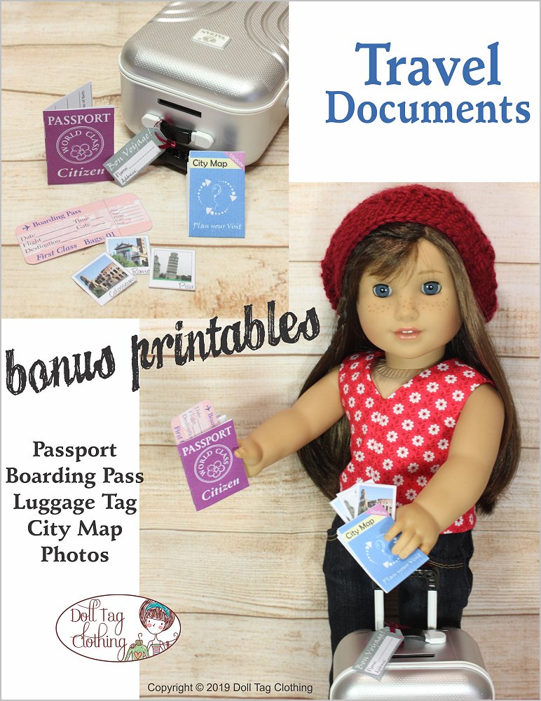 Doll Tag Clothing 18 Inch Modern Travel in Comfort 18" Doll Accessories Pattern Pixie Faire