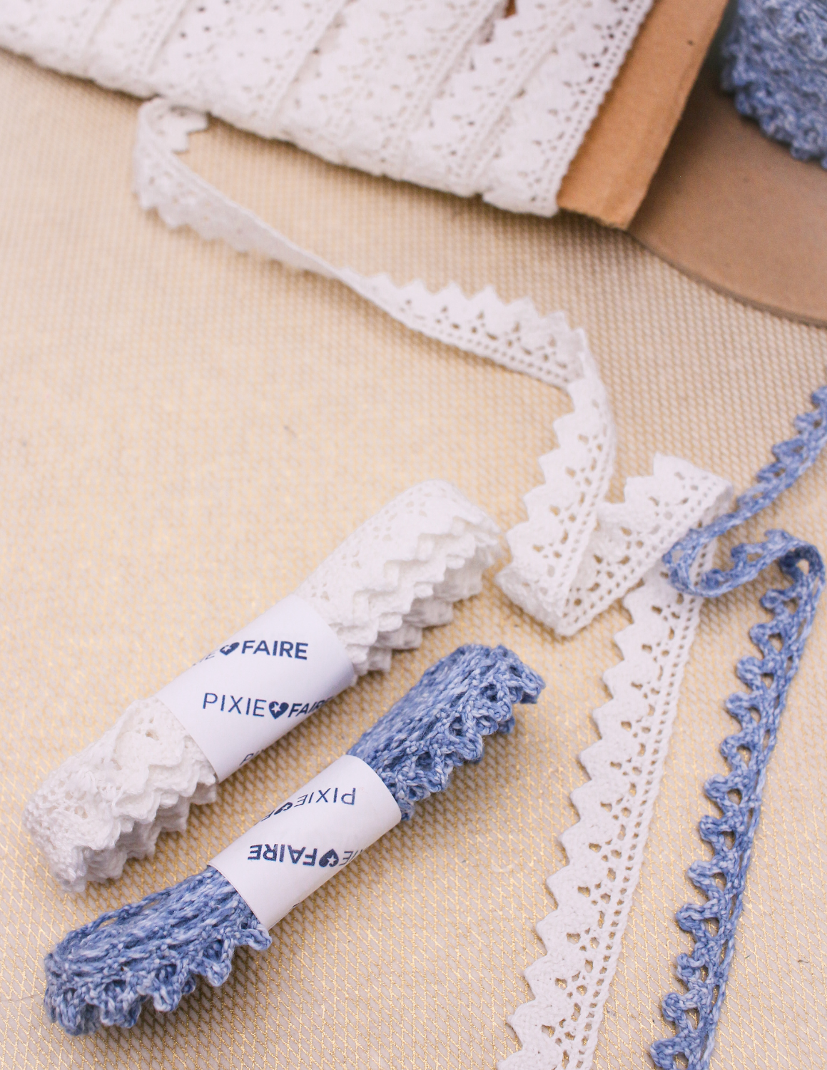 Pixie Faire Pixie Packs Pixie Packs Cotton Cluny Trims - Blue & White Pixie Faire