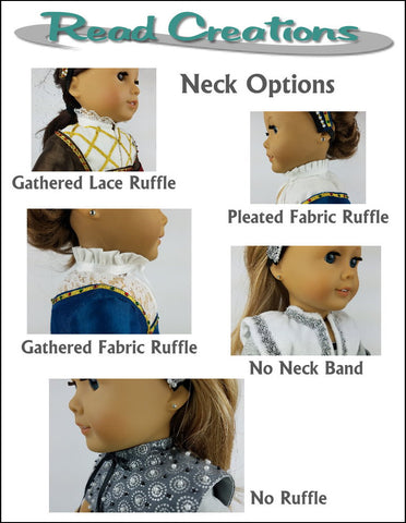 Read Creations 18 Inch Historical Reversible Tudor Partlet 18" Doll Clothes Pattern Pixie Faire
