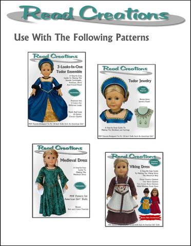 Read Creations 18 Inch Historical Reversible Tudor Partlet 18" Doll Clothes Pattern Pixie Faire