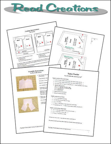 Read Creations 18 Inch Historical Reversible Tudor Partlet 18" Doll Clothes Pattern Pixie Faire