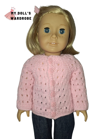 My Doll's Wardrobe Knitting Summer Day Cardigan 18" Doll Clothes Knitting Pattern Pixie Faire