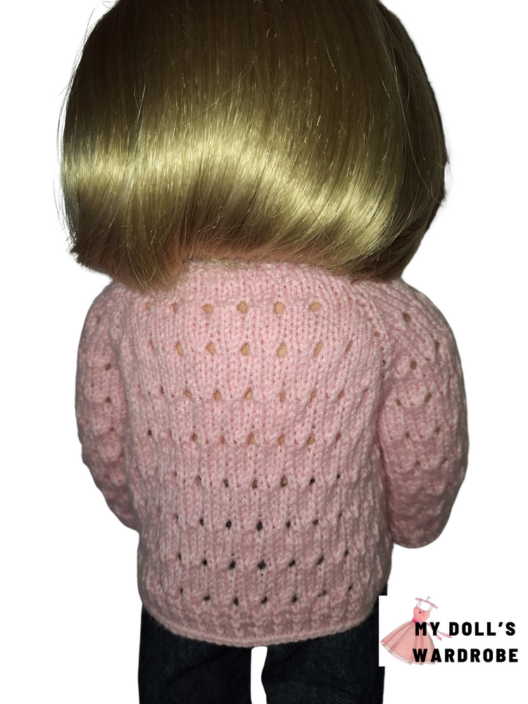 My Doll's Wardrobe Knitting Summer Day Cardigan 18" Doll Clothes Knitting Pattern Pixie Faire