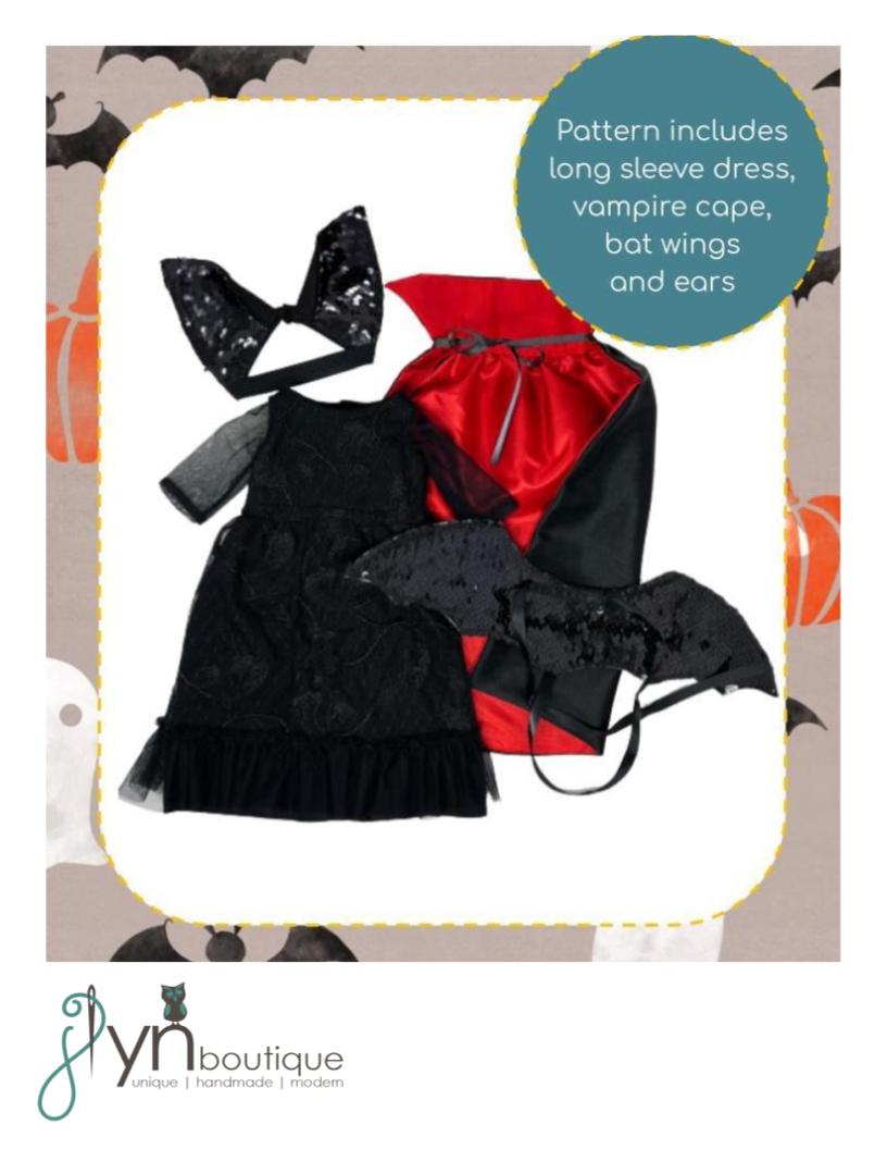 My Sunshine Dolls 18 Inch Modern Vampire Bat 18" Doll Clothes Pattern Pixie Faire
