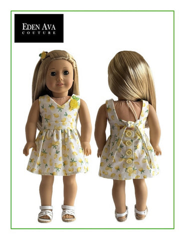 Eden Ava 18 Inch Modern Positano Limoncello Dress 18" Doll Clothes Pattern Pixie Faire