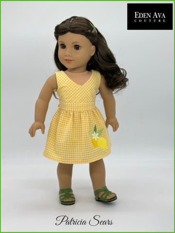 Eden Ava 18 Inch Modern Positano Limoncello Dress 18" Doll Clothes Pattern Pixie Faire