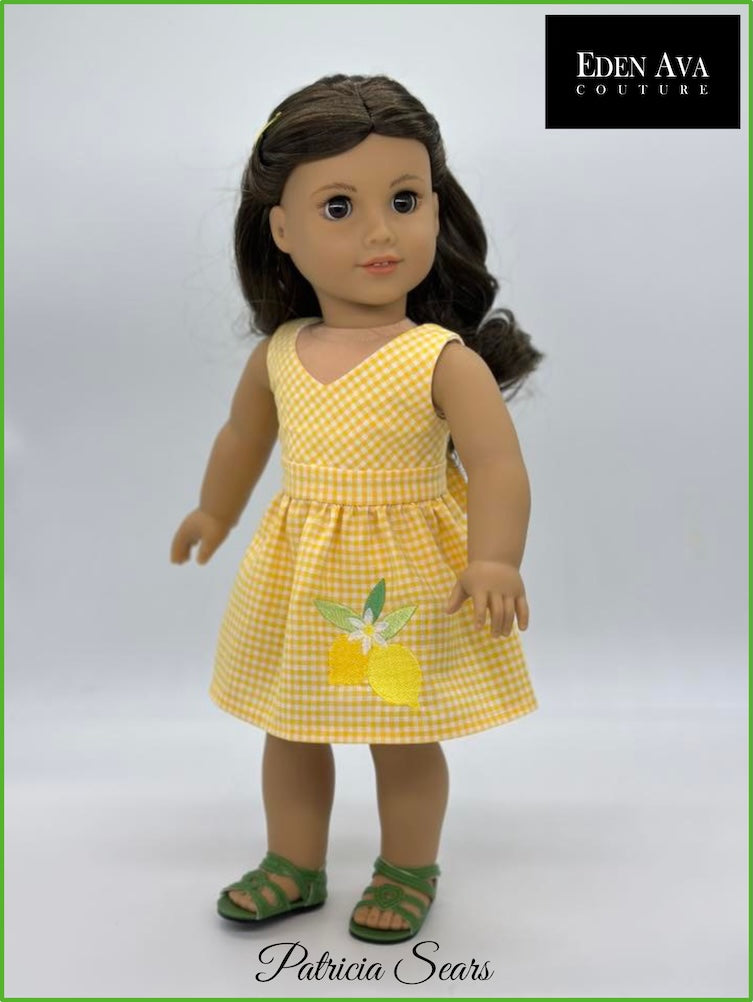 Eden Ava 18 Inch Modern Positano Limoncello Dress 18" Doll Clothes Pattern Pixie Faire