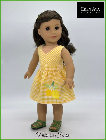 Eden Ava 18 Inch Modern Positano Limoncello Dress 18" Doll Clothes Pattern Pixie Faire