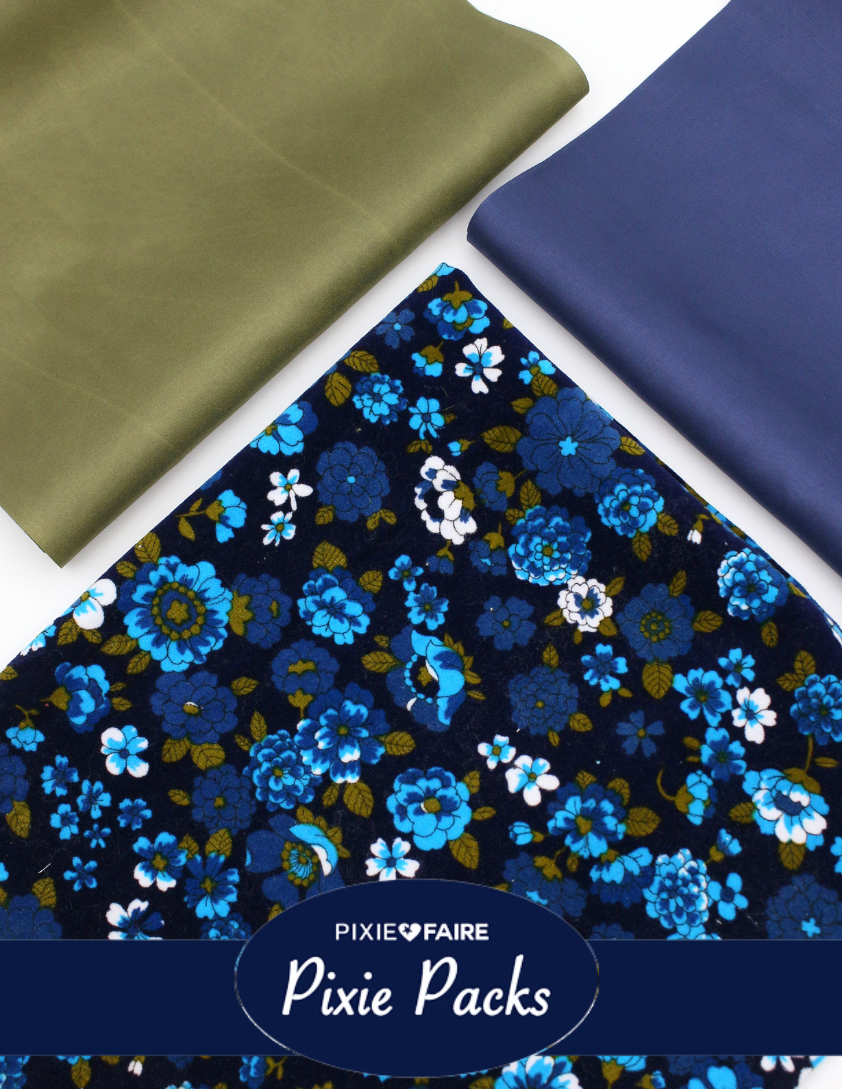 Pixie Faire Pixie Packs Limited Edition Blue Floral Velveteen Bundle Pixie Pack Pixie Faire