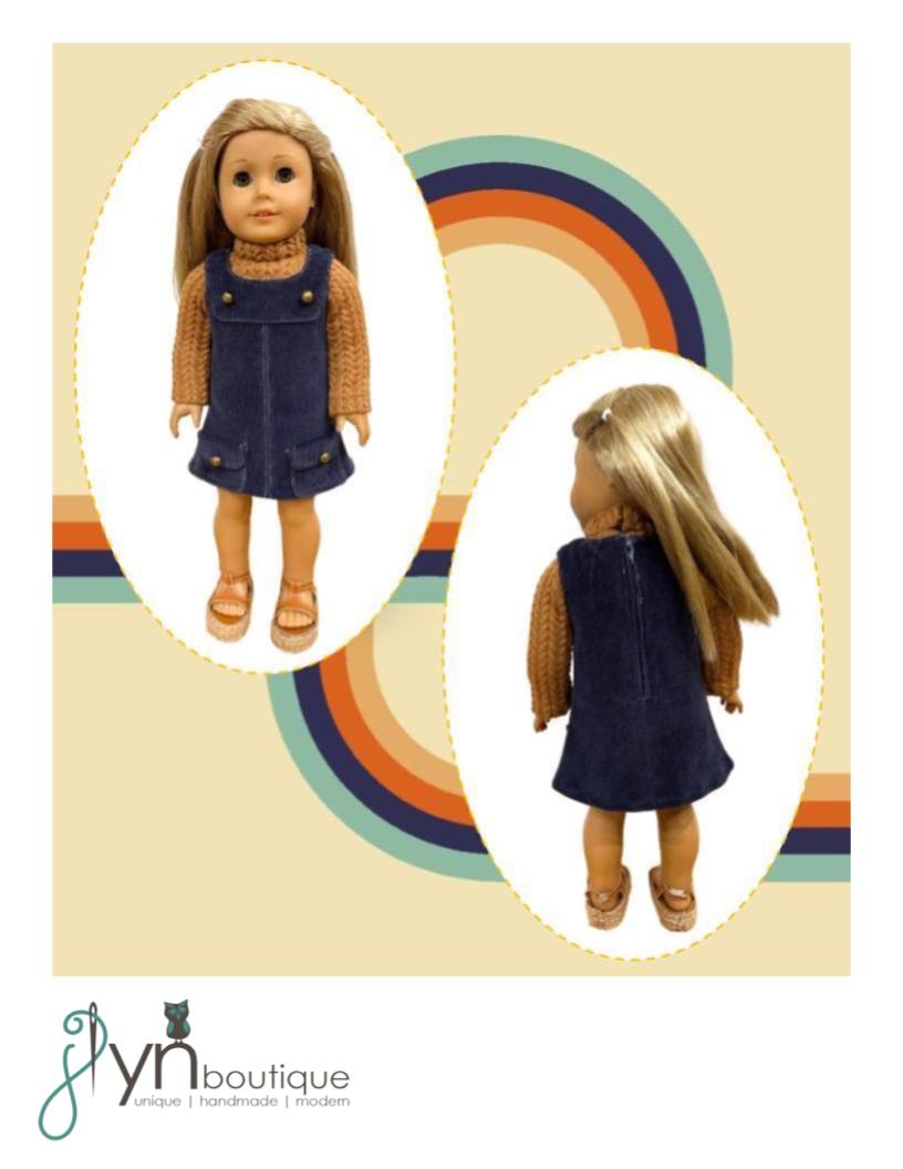 J Lyn Boutique 18 Inch Modern Vintage Jumper 18" Doll Clothes Pattern Pixie Faire
