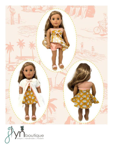 J Lyn Boutique 18 Inch Historical Vintage Surfin' Girl 18" Doll Clothes Pattern Pixie Faire